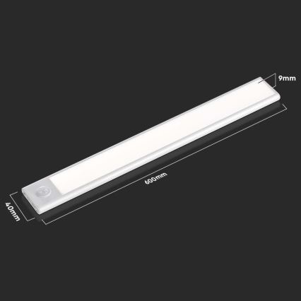 LED virtuvės šviestuvas, kabinamas po spintele su jutikliu LED/2,5W/5V 4000K 3000 mAh