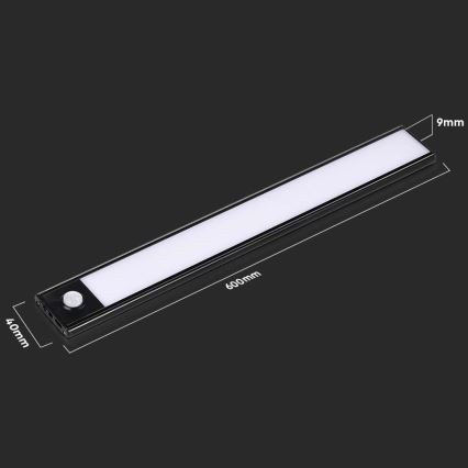 LED virtuvės šviestuvas, kabinamas po spintele su jutikliu LED/2,5W/5V 4000K 3000 mAh