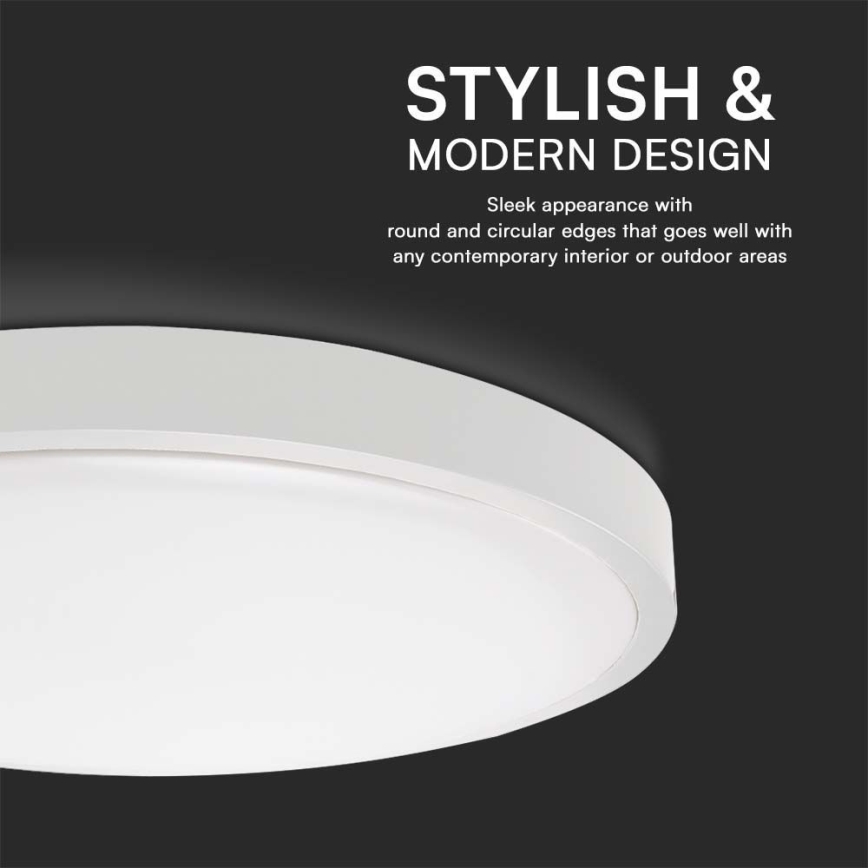 LED vonios kambario lubinis šviestuvas LED/18W/230V 3000K IP44 Ø25 cm baltas