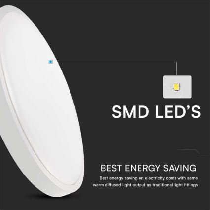LED vonios kambario lubinis šviestuvas LED/18W/230V 3000K IP44 Ø25 cm baltas