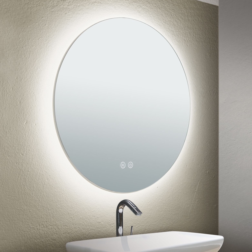 LED vonios kambario šildomas sieninis veidrodis su apšvietimu FOCUS LED/18W/230V 3000/4200/6000K skersmuo 45 cm IP44