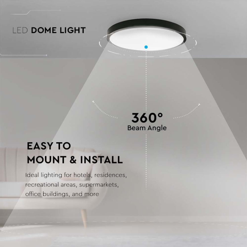LED Vonios lubinis šviestuvas LED/18W/230V 4000K IP44 juodas