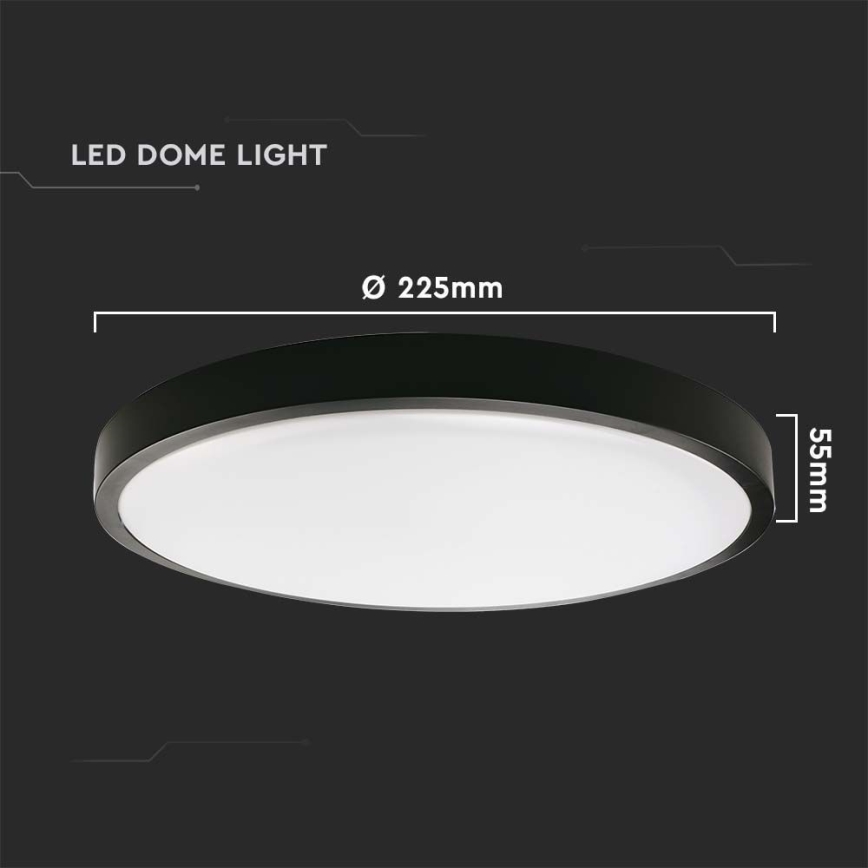 LED Vonios lubinis šviestuvas LED/18W/230V 4000K IP44 juodas