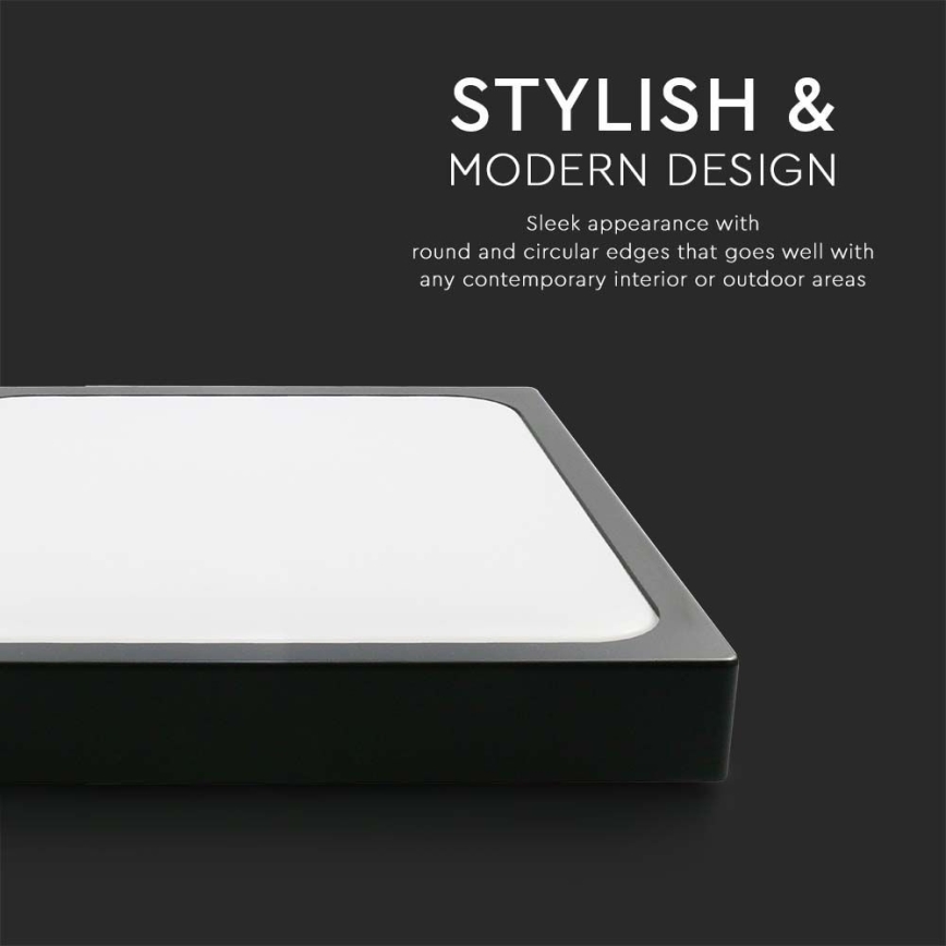 LED vonios kambario lubinis šviestuvas su sensoriumi LED/18W/230V 4000K IP44 22,5x22,5 cm juodas