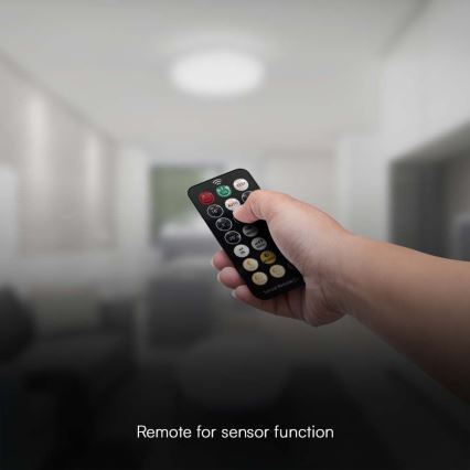 LED Lubų vonios kambario šviestuvas su jutikliu SAMSUNG CHIP LED/18W/230V IP44 3000K skersmuo 29 cm baltas + nuotolinio valdymo pultas