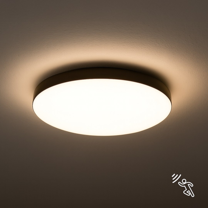 LED Lubų vonios kambario šviestuvas su sensoriumi MAYA LED/13W/230V skersmuo 33 cm IP44 juodas