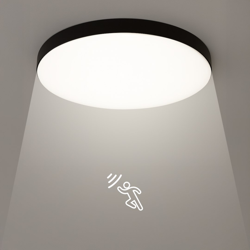 LED Lubų vonios kambario šviestuvas su sensoriumi MAYA LED/13W/230V skersmuo 33 cm IP44 juodas