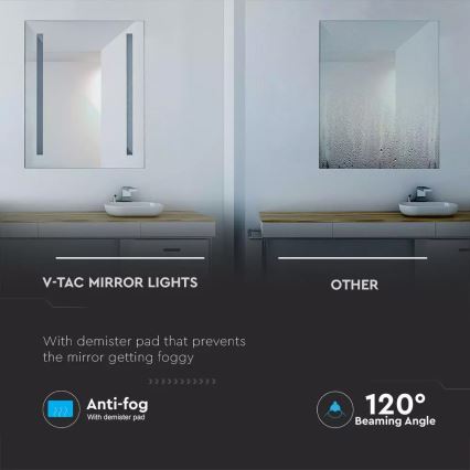 LED Vonios šildomas veidrodis su apšvietimu LED/17W/230V IP44