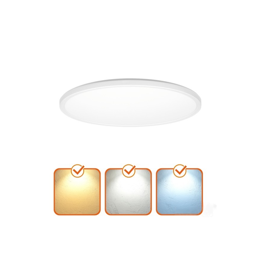 LED vonios šviestuvas su judesio ir sutemų jutikliu NIVERA LED/12W/230V IP54 3000/4000/6000K skersmuo 22,5 cm balta + nuotolinis valdymas