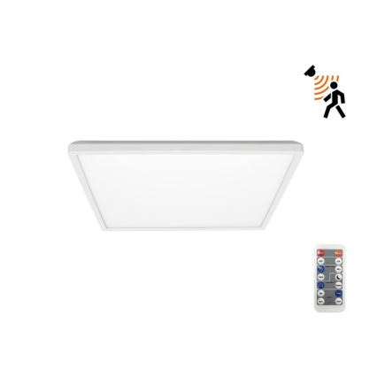LED Vonios kambario šviestuvas su judesio ir prieblandos jutikliu NIVERA LED/12W/230V IP54 3000/4000/6000K 22,5x22,5 cm balta + nuotolinio valdymo pultas