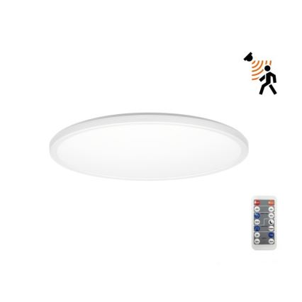 LED Vonios kambario šviestuvas su judesio ir prieblandos jutikliu NIVERA LED/12W/230V IP54 3000/4000/6000K diametras 22,5 cm balta + nuotolinio valdymo pultas