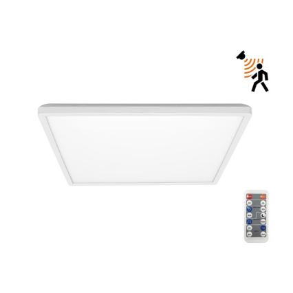 LED Vonios kambario šviestuvas su judesio ir prieblandos jutikliu NIVERA LED/24W/230V IP54 3000/4000/6000K 30x30 cm balta + nuotolinio valdymo pultas