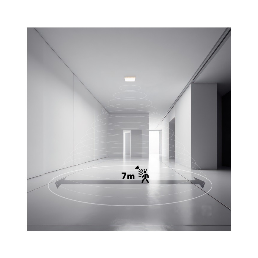 LED Vonios kambario šviestuvas su judesio ir prieblandos jutikliu NIVERA LED/24W/230V IP54 3000/4000/6000K 30x30 cm juoda + nuotolinio valdymo pultas