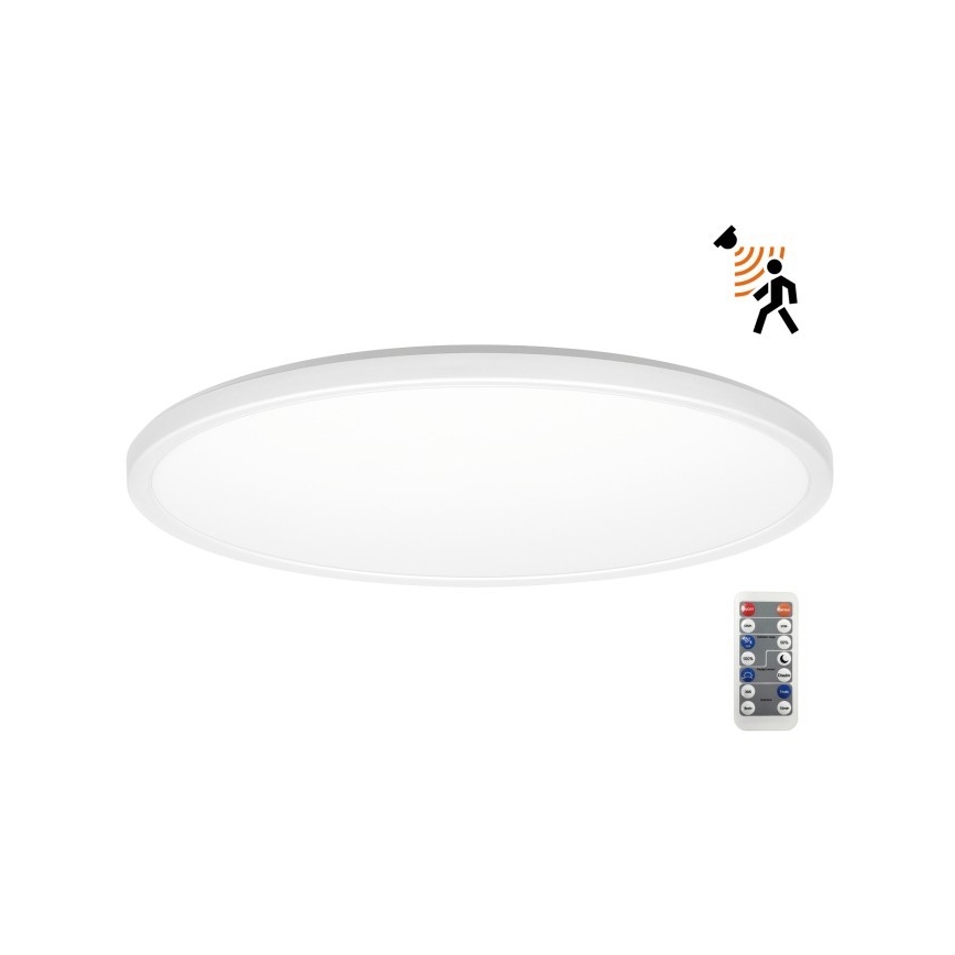 LED Vonios kambario šviestuvas su judesio ir prieblandos jutikliu NIVERA LED/32W/230V IP54 3000/4000/6000K diametras 42 cm balta + nuotolinio valdymo pultas