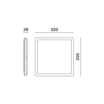LED vonios šviestuvas su judesio ir sutemų jutikliu NIVERA LED/18W/230V IP54 3000/4000/6000K 30x30 cm juodas + nuotolinio valdymo pultas