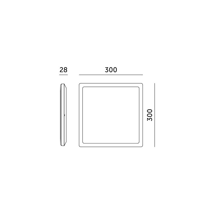 LED vonios šviestuvas su judesio ir sutemų jutikliu NIVERA LED/18W/230V IP54 3000/4000/6000K 30x30 cm juodas + nuotolinio valdymo pultas