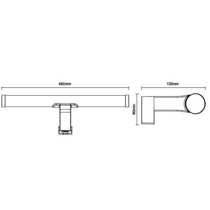 LED vonios veidrodžio apšvietimas, 10 W, 230 V, 45 cm, IP44, blizgus chromas