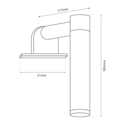 LED vonios veidrodžio apšvietimas APA MINI, 4 W, 230 V, IP44, juodas