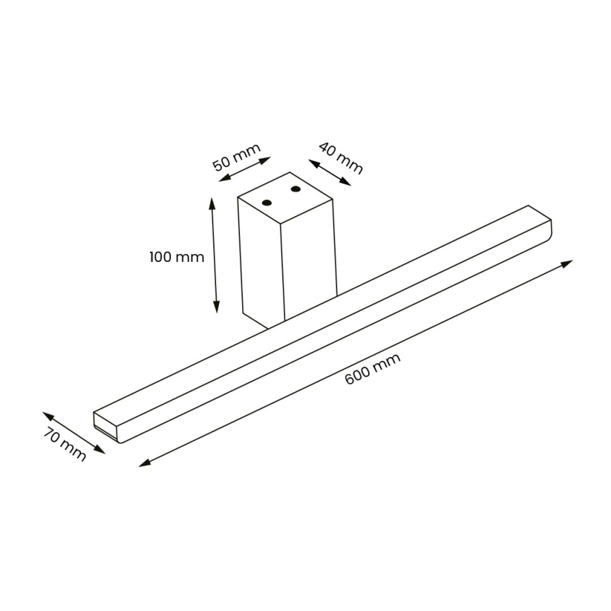 LED vonios veidrodžio apšvietimas ARTEMIS LED/13,8W/230V 4000K 60 cm IP44 juoda
