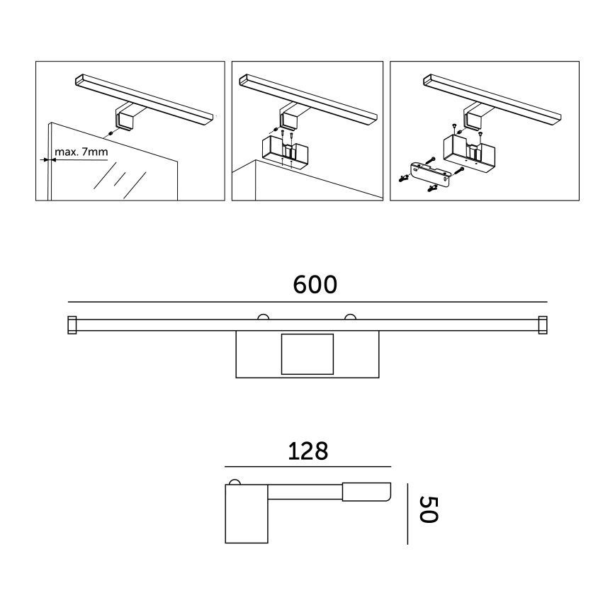 LED vonios veidrodžio apšvietimas LED/12W/230V 4000K IP44 60 cm