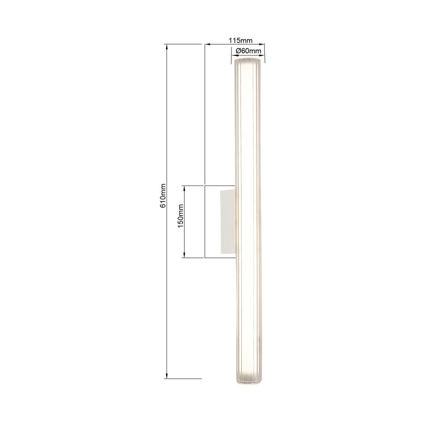 LED vonios veidrodžio apšvietimas LINEA, 12W/230V, 3000/4000/6000K, IP44, 61 cm, balta