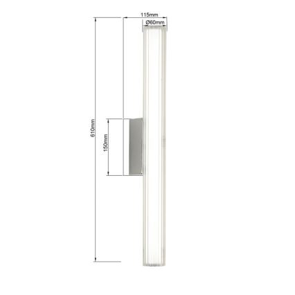 LED vonios veidrodžio apšvietimas LINEA LED/12W/230V 3000/4000/6000K IP44 61 cm matinis chromas