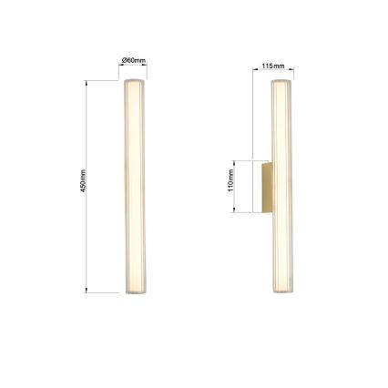 LED vonios veidrodžio apšvietimas LINEA LED/8W/230V 3000/4000/6000K IP44 45 cm auksinė