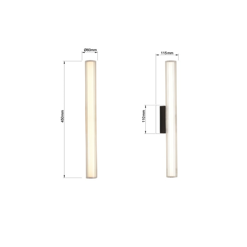 LED vonios veidrodžio apšvietimas LINEA LED/8W/230V 3000/4000/6000K IP44 45 cm juoda