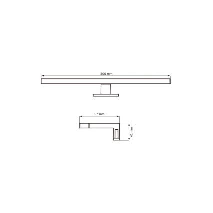LED vonios veidrodžio apšvietimas MILOS LED/5W/230V 4000K 30 cm IP44 juoda