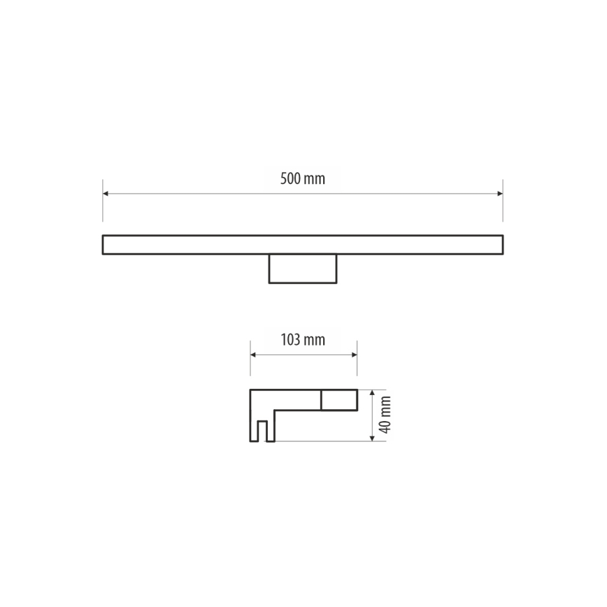 LED vonios veidrodžio apšvietimas MIRROR LED/10W/230V 50 cm IP44 juoda