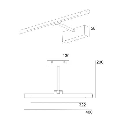LED vonios veidrodžio apšvietimas MIRROR LED/6W/230V 4000K IP44 40 cm juodas