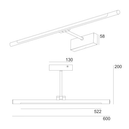 LED vonios veidrodžio apšvietimas MIRROR LED/8W/230V 4000K IP44 60 cm juodas
