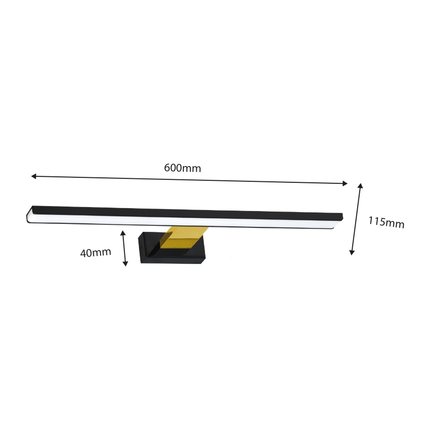 LED vonios veidrodžio apšvietimas SHINE LED/13,8W/230V IP44 juoda/auksinė