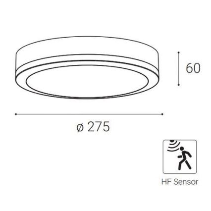 LED2 - Lauko LED lubinis šviestuvas su jutikliu KERY LED/18W/230V IP65 juodas