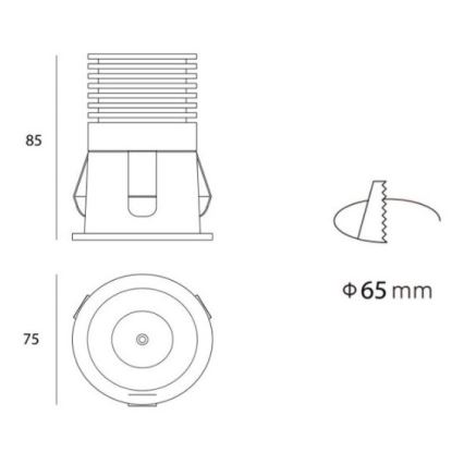 LED2 - LED Įleidžiamas akcentinis šviestuvas RAY LED/10W/230V baltas IP44