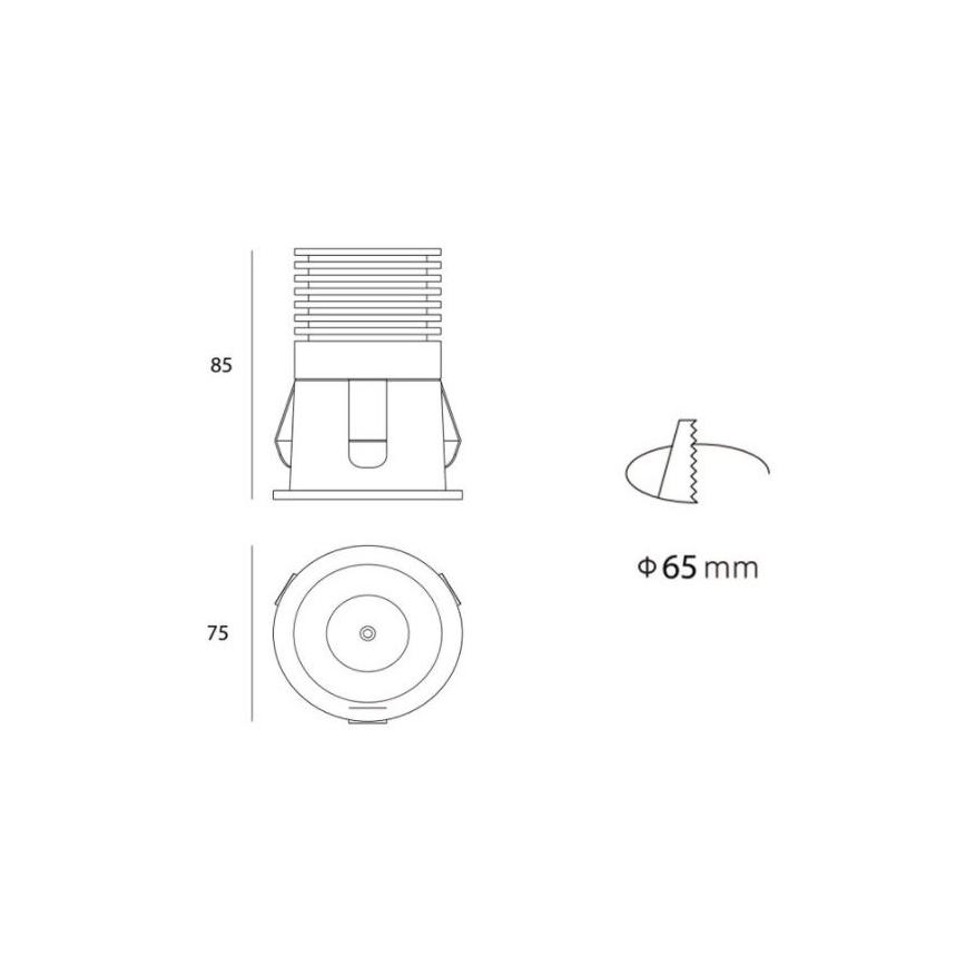 LED2 - LED Įleidžiamas vonios šviestuvas RAY LED/10W/230V juodas IP44