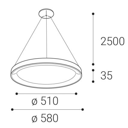 LED2 - LED Pakabinamas sietynas BELLA LED/48W/230V 3000K/4000K juodas