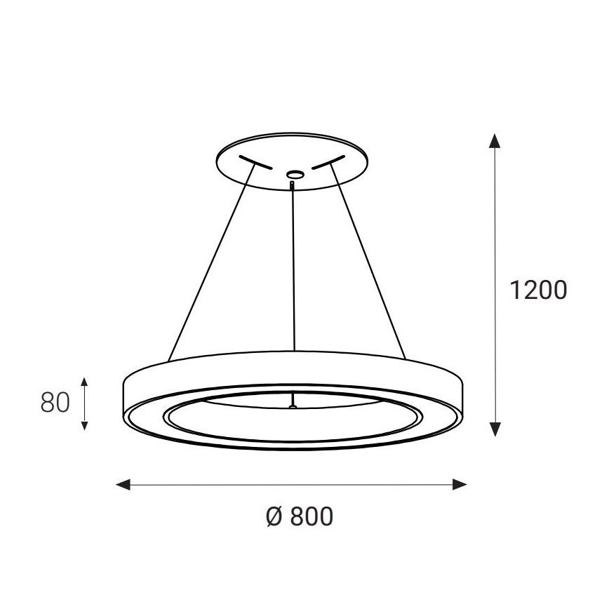 LED2 - LED Pakabinamas sietynas SATURN LED/80W/230V 3000K d. 80 cm juodas