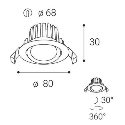 LED2 - LED Reguliuojamas vonios įleidžiamas šviestuvas MAX LED/8W/230V 3000K IP65