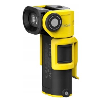 Ledlenser EXC6R - reguliuojamo ryškumo įkraunamas LED žibintuvėlis su įkrovimo stotele, 1900 mAh, IP68, 300 lm, iki 10 val., geltonas