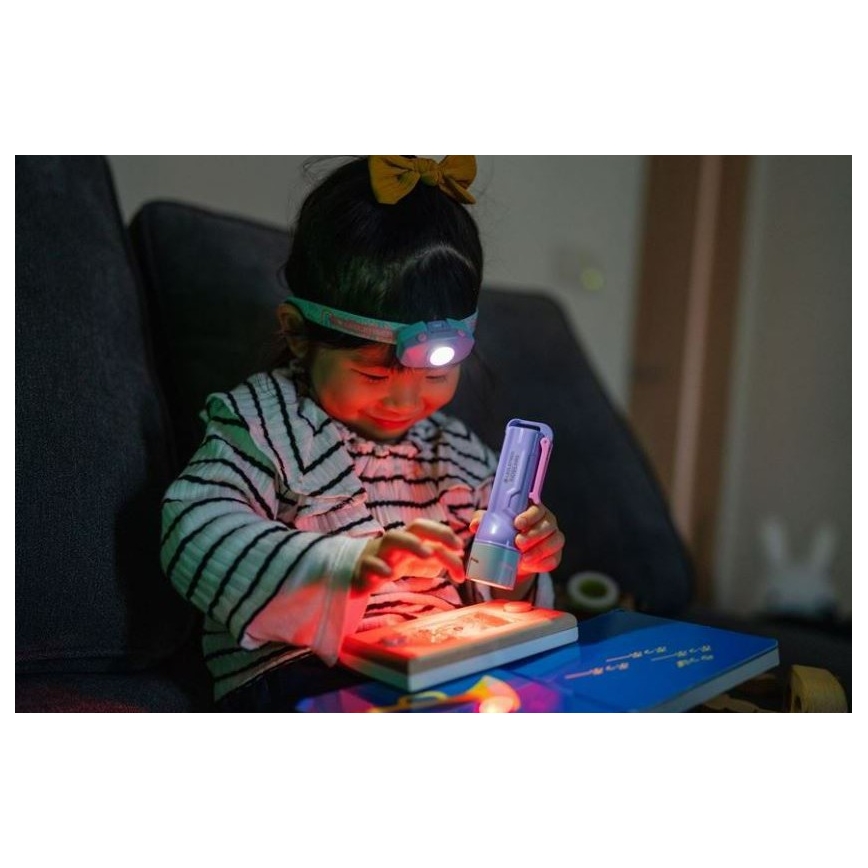 Ledlenser KIDBEAM4 RAINBOW - LED Vaikiškas žibintuvėlis su reguliuojamu ryškumu LED/2xAAA IP44 violetinė
