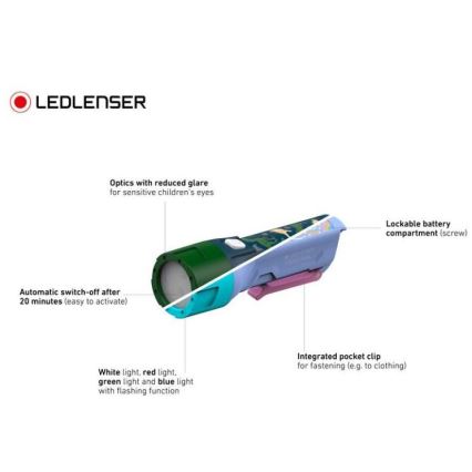 Ledlenser KIDBEAM4 RAINBOW - LED Vaikiškas žibintuvėlis su reguliuojamu ryškumu LED/2xAAA IP44 violetinė
