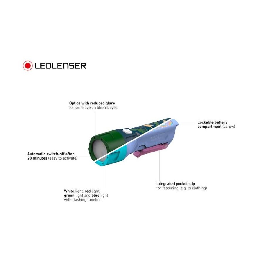 Ledlenser KIDBEAM4 RAINBOW - LED Vaikiškas žibintuvėlis su reguliuojamu ryškumu LED/2xAAA IP44 violetinė