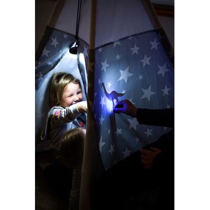 Ledlenser KIDCAMP6 DINO - reguliuojamo ryškumo nešiojama LED lempa, 3xAAA, IP44, žalia