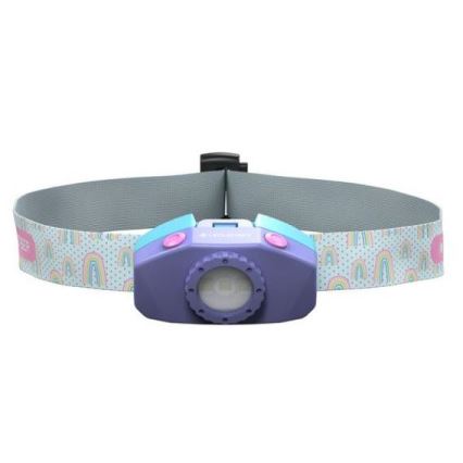 Ledlenser KIDLED2 RAINBOW - LED vaikiškas galvos žibintuvėlis su reguliuojamu ryškumu LED/1xAAA IPX4 40 lm 20h violetinis