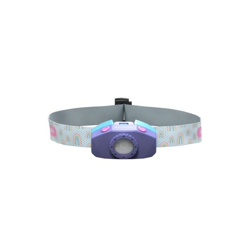 Ledlenser KIDLED2 RAINBOW - LED vaikiškas galvos žibintuvėlis su reguliuojamu ryškumu LED/1xAAA IPX4 40 lm 20h violetinis