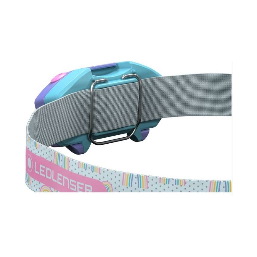 Ledlenser KIDLED2 RAINBOW - LED vaikiškas galvos žibintuvėlis su reguliuojamu ryškumu LED/1xAAA IPX4 40 lm 20h violetinis