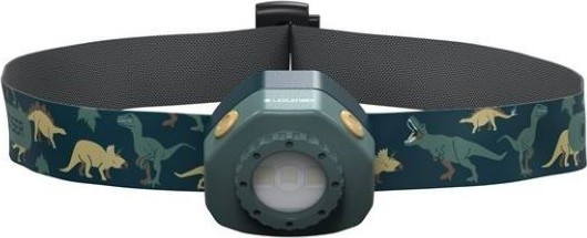 Ledlenser KIDLED4R DINO - reguliuojamo ryškumo įkraunama vaikiška galvos lempa LED/280 mAh IPX4 40 lm 18 h žalia