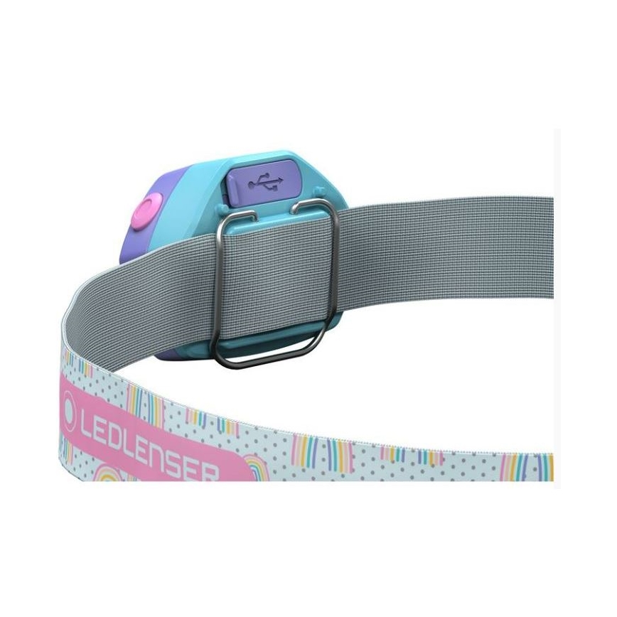 Ledlenser KIDLED4R RAINBOW - reguliuojamas LED įkraunamas vaikiškas galvos žibintas LED/280 mAh IPX4 40lm 18 h violetinė