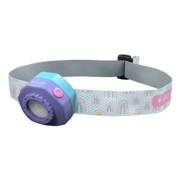 Ledlenser KIDLED4R RAINBOW - reguliuojamas LED įkraunamas vaikiškas galvos žibintas LED/280 mAh IPX4 40lm 18 h violetinė